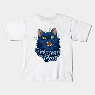 Crazy сat with yellow eyes Kids T-Shirt